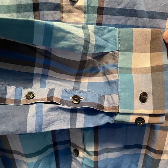 Hugo Boss Slim Fit Blue Plaid Button Shirt size Medium - Picture 7 of 9